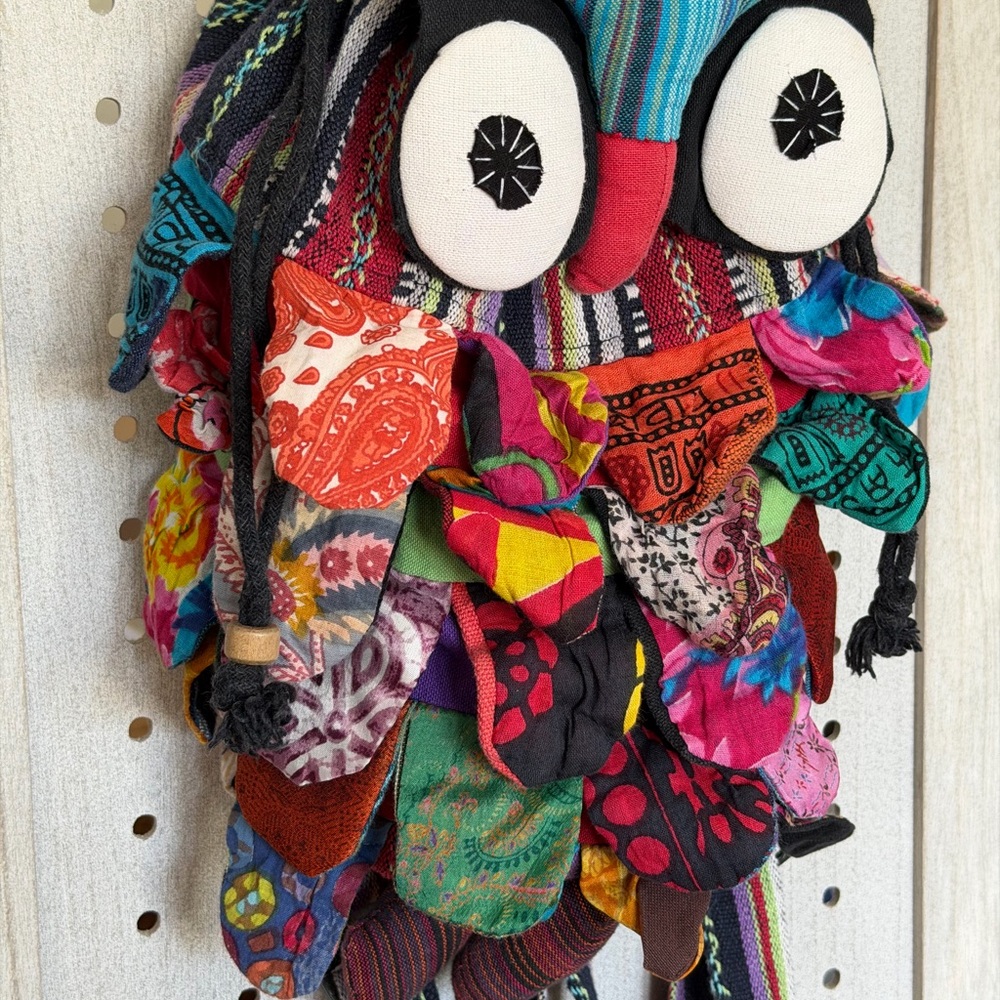 Handcrafted Multicolor Patchwork Owl Backpack - Women's Boho Backpack - Picture 2 of 7